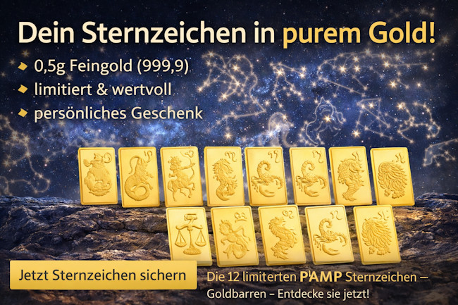 Dein Sternzeichen in echtem Gold!